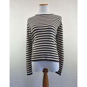 Preview Collection Classic 100% Silk Brown/Cream Striped Sweater XL
